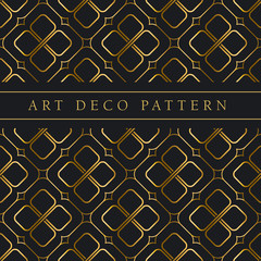 gold clover shape vector seamless pattern in ar deco style