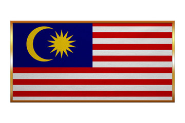 Obraz premium Flag of Malaysia , golden frame, fabric texture