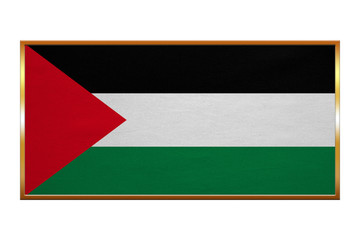 Fototapeta premium Flag of Palestine , golden frame, fabric texture