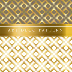 white and gold clover vector seamless pattern in ar deco style