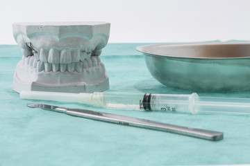 dental impression with surgical instruments