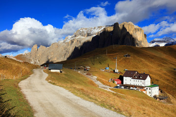 Autumn alpine landscape in the Dolomites, Italy, Europe