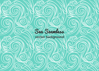 Seamless sea vector wave line pattern, curl ethnic background. Adult Coloring pages