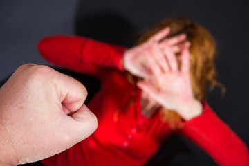 A man beating his wife
