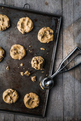 tray of chocolate chip cookie dough