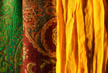 Three pashminas closeup