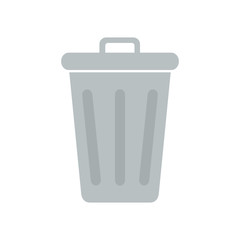 Flat icon closed trash can isolated on white background. Vector illustration.