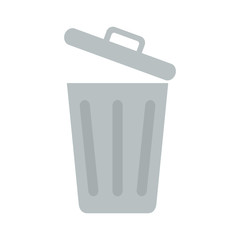 Flat icon opened trash can isolated on white background. Vector illustration.