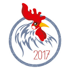 Sticker depicting the head of a rooster - the symbol of the new