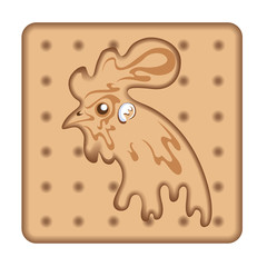 Cookies with head of a rooster - the symbol of the new year on t