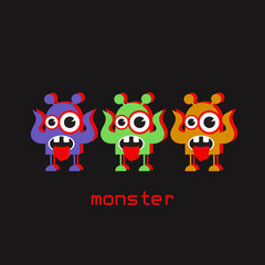 Funny cute monster charcters cartoon vector illustrtion