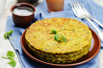 Spinach lentil pancakes. Palak Moong Dal Cheela