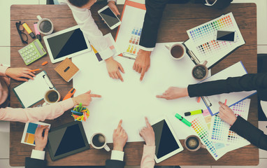 Business people working at office, closeup