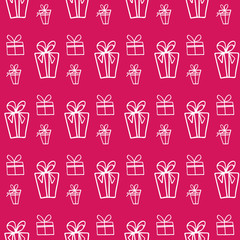 Christmas background. Boxes for gifts.  Illustration for a  wrapping paper,  wallpaper.    Seamless vector pattern.
