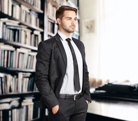 Young man at office. Law and justice concept.
