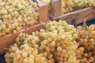 Grape. Wine grapes background.Green grapes. Grapes an market. It can be used as a food background (selective focus)