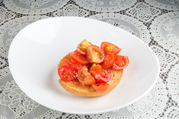 bruschettas with tomato,mozzarella and basil, italian food