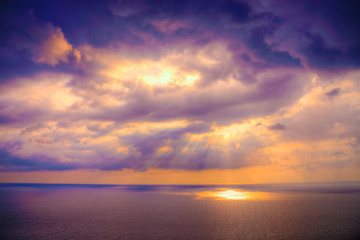 Fototapeta na wymiar Storm sunrise over the sea