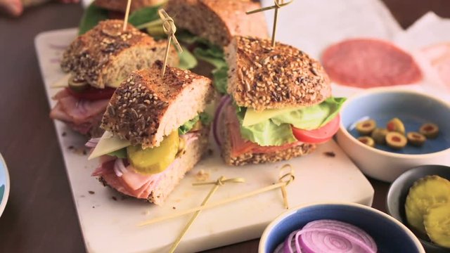 Fresh sub sandwich on multigrain bread