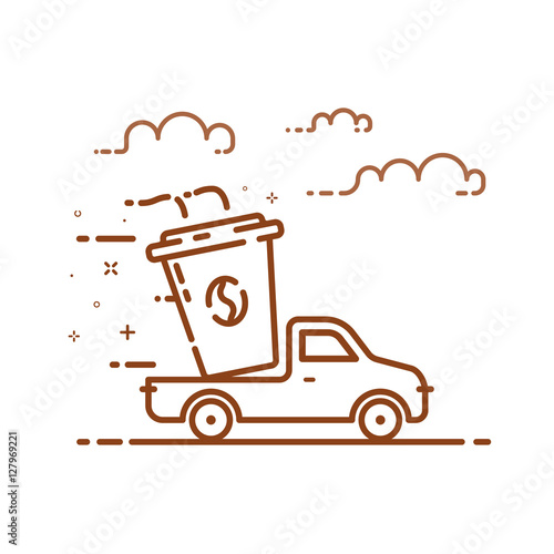 "Vector illustration of icon concept coffee delivery service in line