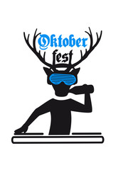 Beer drinking party dj party music funky headphones club celebrate disco text antlers horns oktoberfest silhouette black shirt cool design