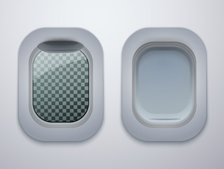 Set of Aircraft windows. Plane portholes isolated. Vector.