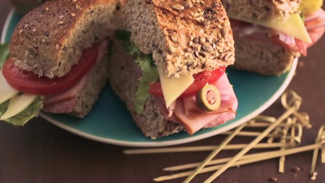 Fresh sub sandwich on multigrain bread