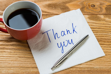 Romantic message written on napkin