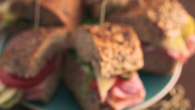 Fresh sub sandwich on multigrain bread