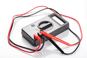 Digital voltmeter on white