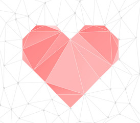 Trendy Heart Triangular Background. Lowpoly Polygonal  illustration.