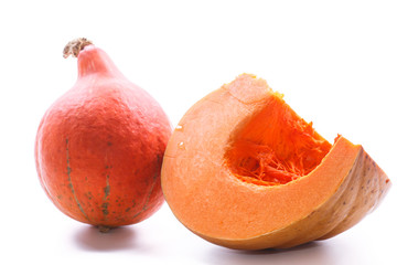 Cut a piece of ripe pumpkin