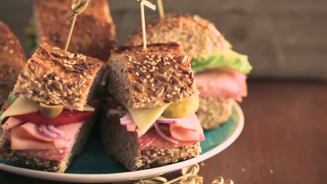 Fresh sub sandwich on multigrain bread