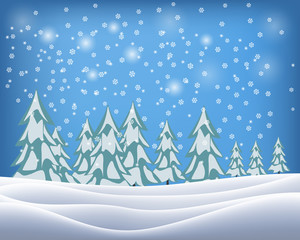 Beautiful winter landscape. Vector illustration