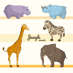 Set of jungle animals