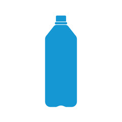 Blue Plastic bottle silhouette with water. Small bottle of water. Vector illustration
