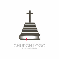 Church logo. Christian symbols. Bible Scripture - is a staircase leading to the knowledge of the Lord and Savior Jesus Christ.