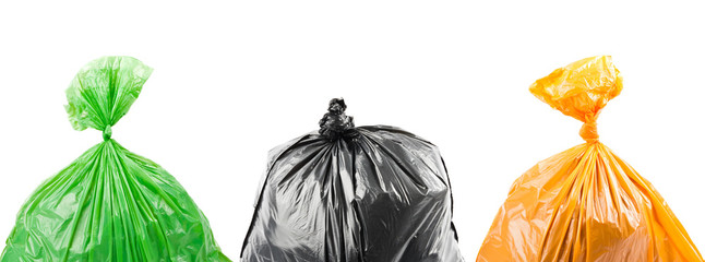 Collage of garbage bags