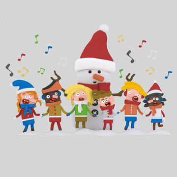 Children singing christmas song.

Custom 3d illustration contact me!