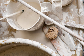 Dirty paint brushes used for diy