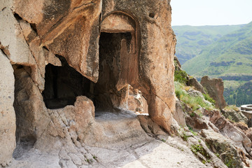 entrance to the ancient dwellings in rock on raskompa