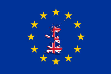United Kingdom map with flag on Euro Union background