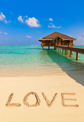 Word Love on beach