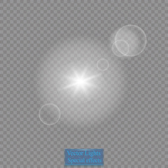 Vector transparent sunlight special lens flare light effect. Sun flash
