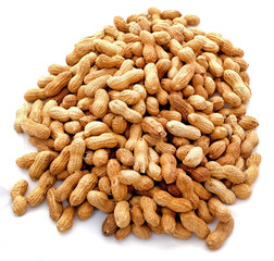 Pile of peanuts in their shells.