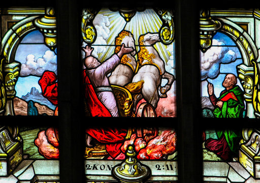 Elijah on the Chariot of Fire - Stained Glass