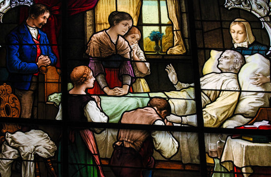 Old man on his deathbed - Stained Glass