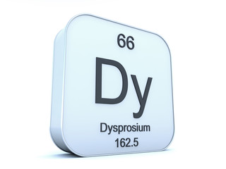 Dysprosium element on white square icon