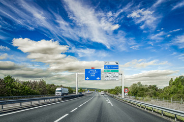 View on the motorway in France.