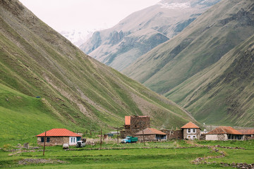 Abandoned Village With Dilapidated Houses In Truso Gorge, Kazbeg